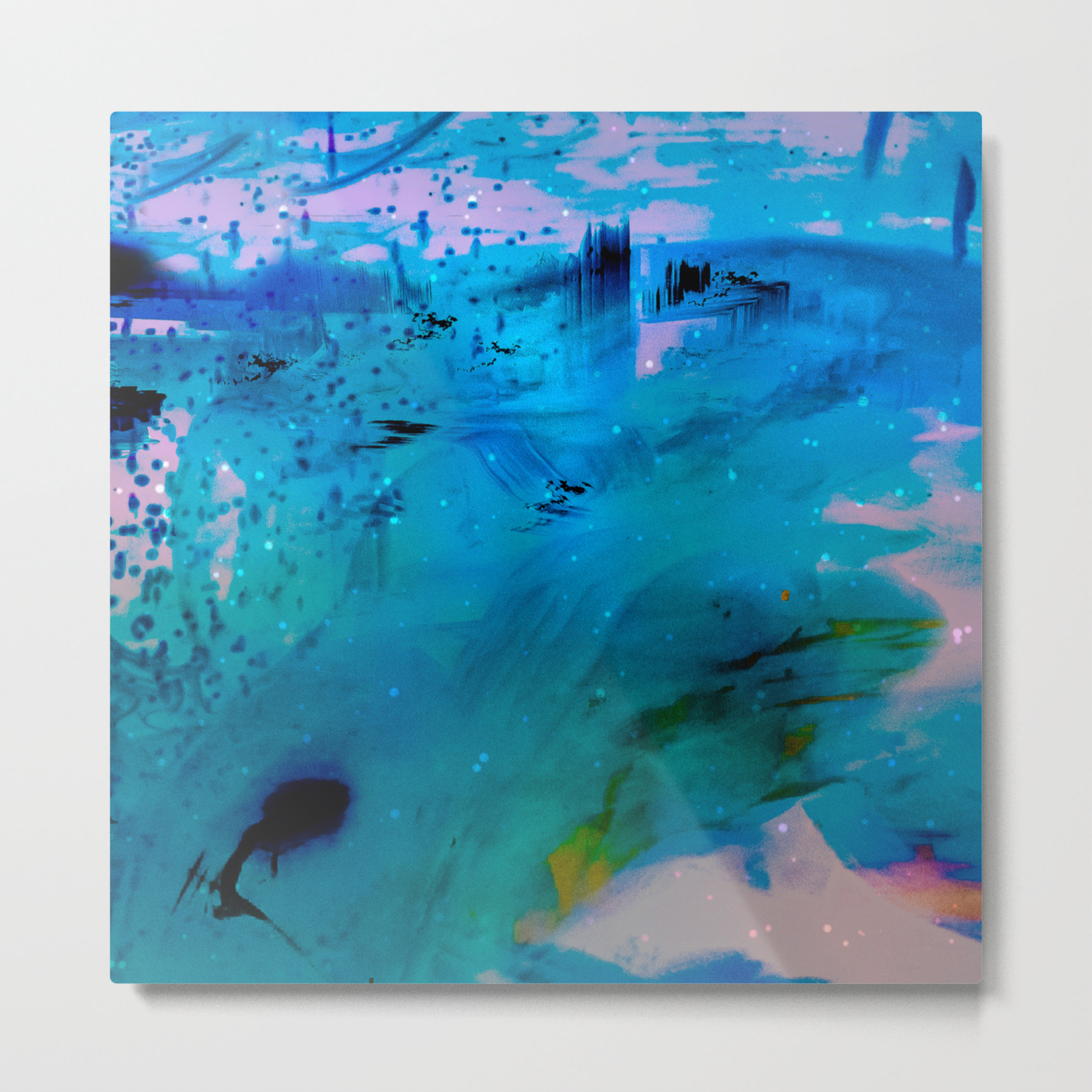 Blue Dream Land In Winter Abstract Digital Painting Metal Print By