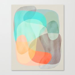 Shapes and Layers no.29 - Blue, Orange, Gray, abstract painting Canvas Print