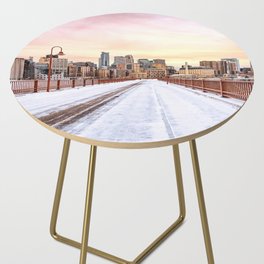 Sunset at the Stone Arch Bridge | Photography and Collage Side Table