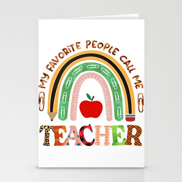 Lovely teacher rainbow graphic design Stationery Cards