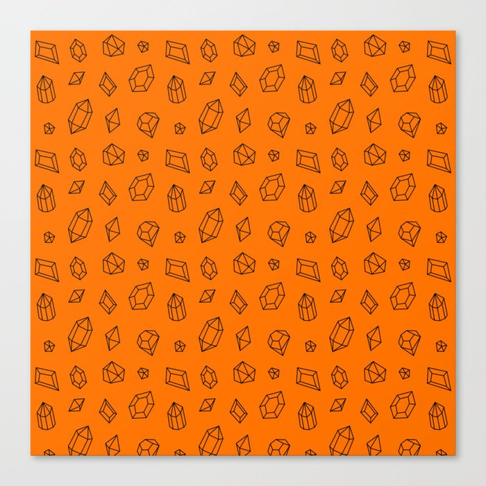 Orange and Black Gems Pattern Canvas Print