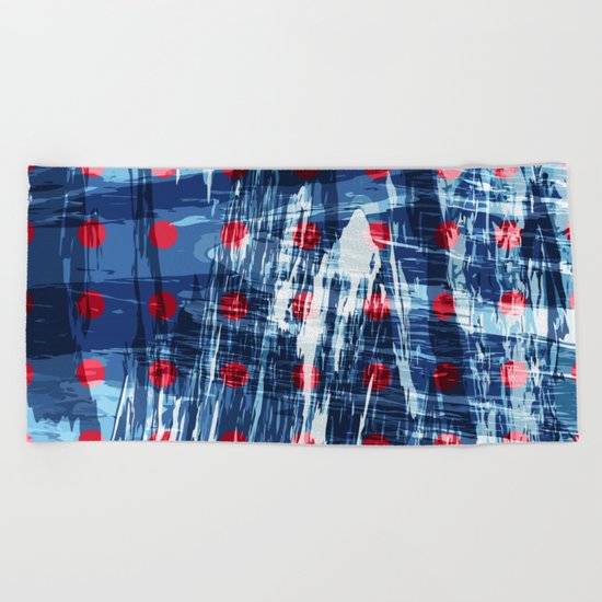 dots on blue ice Beach Towel