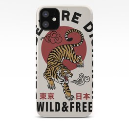 Asian Style Tiger Illustration With Slogans And Tokyo Japan Words In Japanese Artwork iPhone Case
