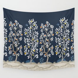 Citrus Grove Chinoiserie Mural - Navy Wall Tapestry