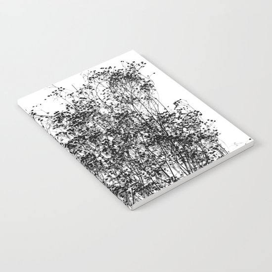 Black Foliage on White Notebook