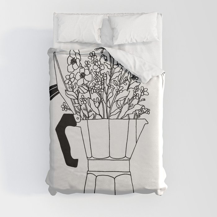 Moka Flowers - Coffee- BW Art Print by Florent Bodart