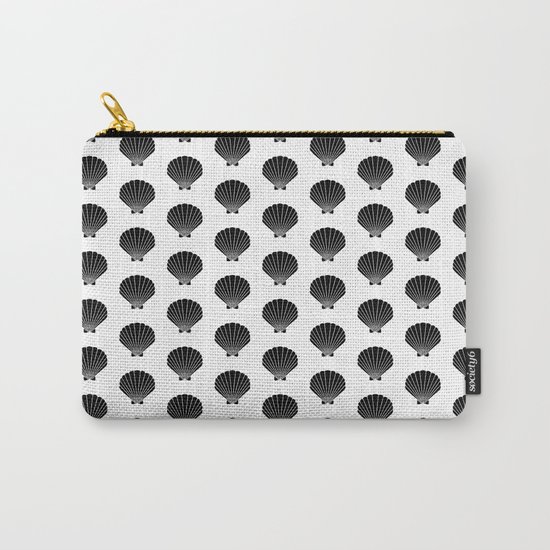 Seashells abstract black and white minimal pattern print painting india ink brushstroke modern art Carry-All Pouch