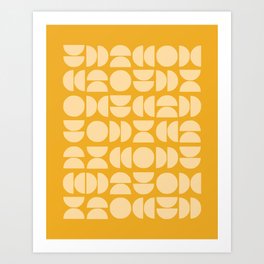 Abstract Geometric Shapes 5 in Mustard Yellow Gold Art Print