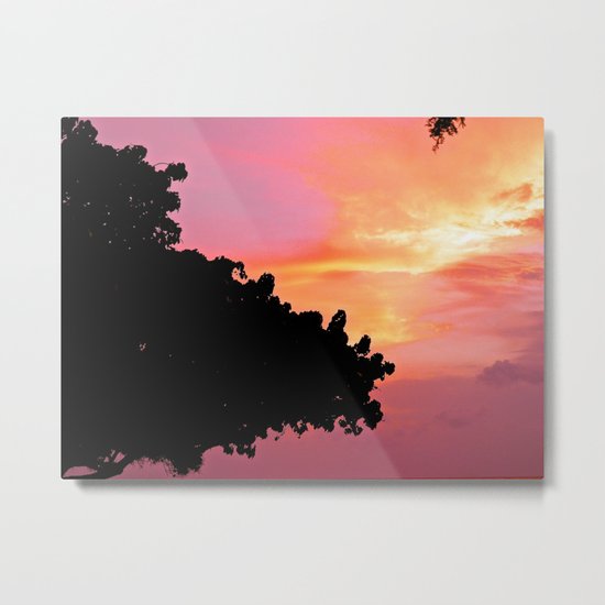 Divi Divi Tree Sunset Metal Print