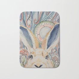 Bunny Moon Bath Mat | Hare, Colored Pencil, Eyes, Shapeseeker, Soft, Ink Pen, Drawing, Carnations, Bubbles, Hiding 