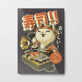 Cat Sushi Metal Print