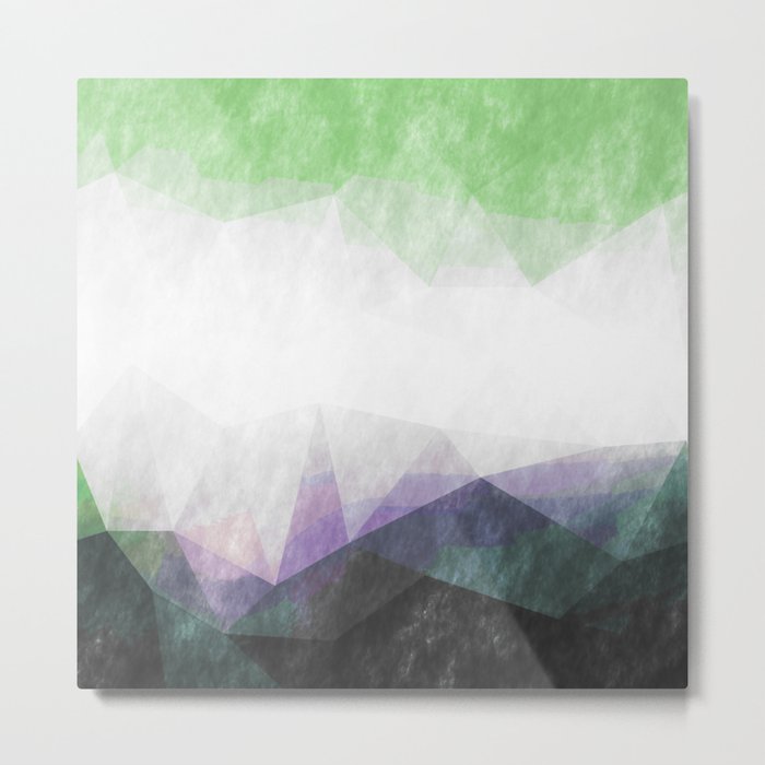 On the mountains - green watercolor - triangle pattern Metal Print