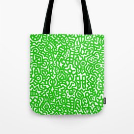 Lime Green on White Doodles Tote Bag