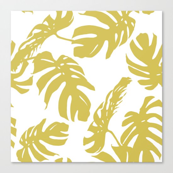 Simply Mod Yellow Palm Leaves Canvas Print