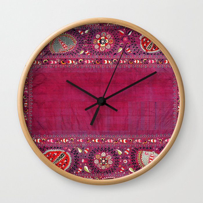 Shakhrisyabz  Southwest Uzbekistan Suzani Embroidery Print Wall Clock