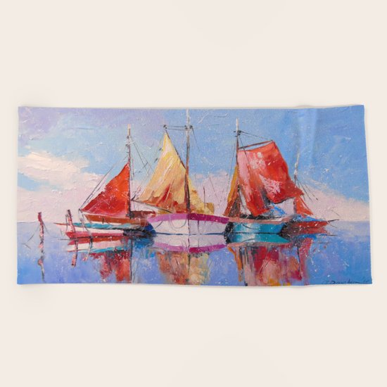 Quiet Harbor Beach Towel