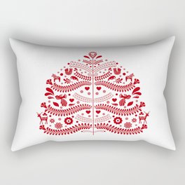 Red Scandinavian Folk Art Christmas Tree Rectangular Pillow