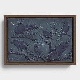 Ominous Familiars Blue Framed Canvas