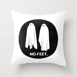 No Feet Ghosts Black and White Graphic Throw Pillow