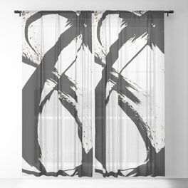 Brushstroke 7: a minimal, abstract, black and white piece Sheer Curtain