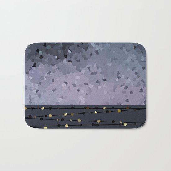 Pink-grey ,blue combo pattern . Bath Mat