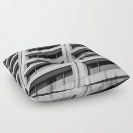 Black and White Apartment Windows Floor Pillow