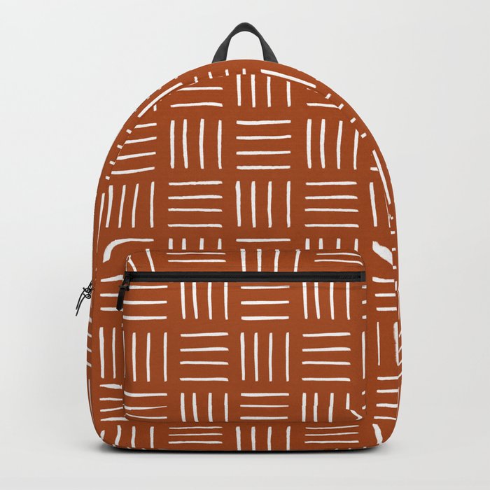 Minimalist Weave Grid Pattern (white/burnt orange) Backpack