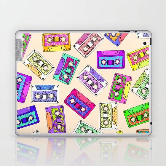 Retro 80's 90's Neon Patterned Cassette Tapes Laptop & iPad Skin