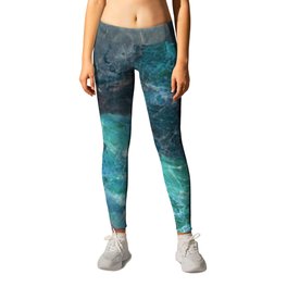 Cerulean Blue Marble Leggings | Abstract, Pattern, Green, Sea, Marbel, Color, Teal, Marbled, Turquoise, Digital 