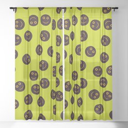 I am fine Smiley face Lime green Sheer Curtain