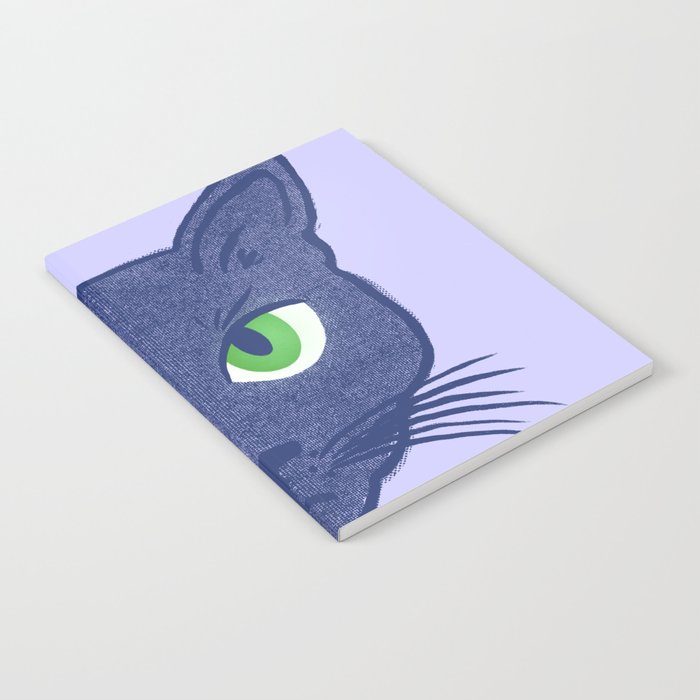 Retro Modern Periwinkle Cat Halftone Notebook