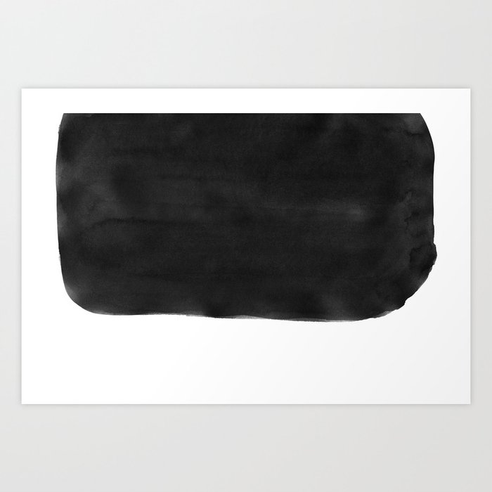 Minimal Black and White Abstract 05 Brushstroke Art Print
