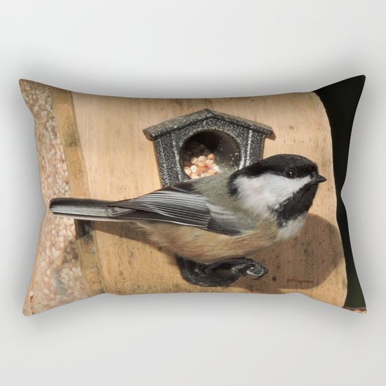 Black-Capped Chickadee at the Feeder Rectangular Pillow