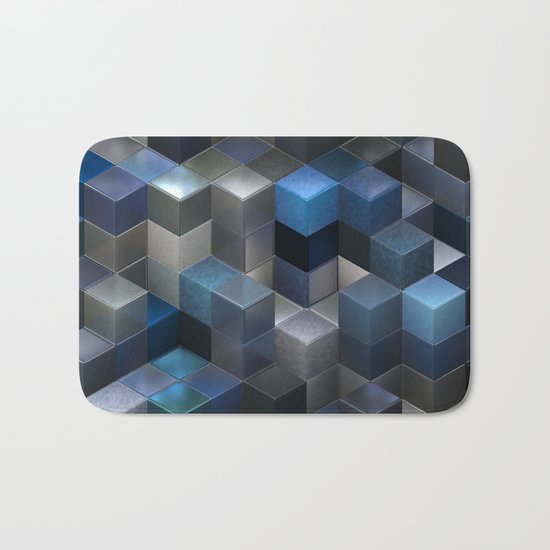 Artistic Cubes 09 blue Bath Mat