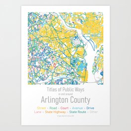 Titles of Public Ways in and around Arlington County Art Print