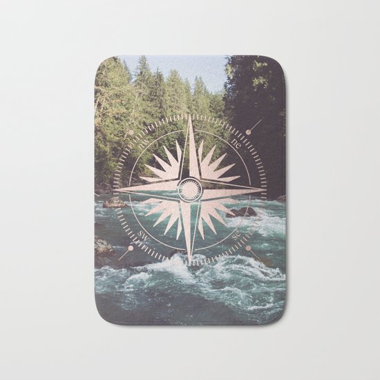 Rose Gold River Compass Bath Mat