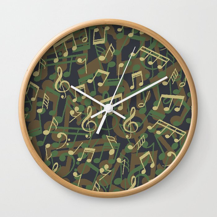 Music Note Camo WOODLAND Wall Clock