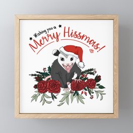 Merry Hissmas - floral christmas themed possum baby Framed Mini Art Print