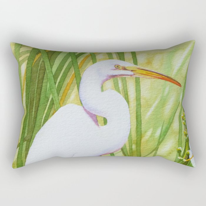 Snowy Egret Rectangular Pillow