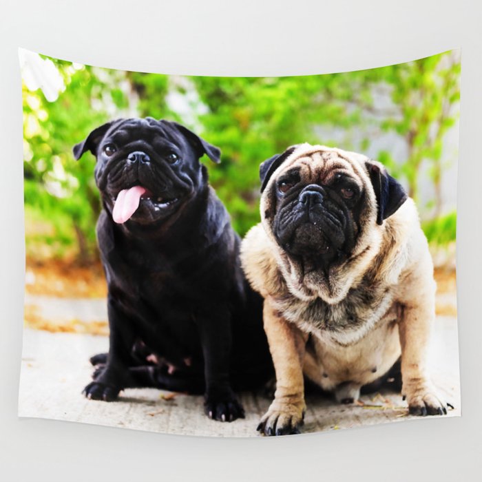 Funny Face Pug Dogfunny Dog Playing Wall Tapestry