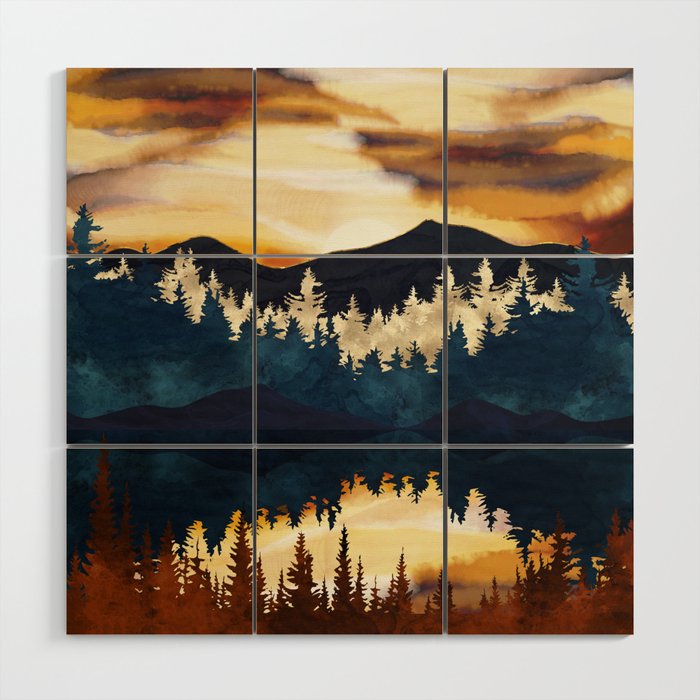 Fall Sunset Wood Wall Art by SpaceFrogDesigns Society6