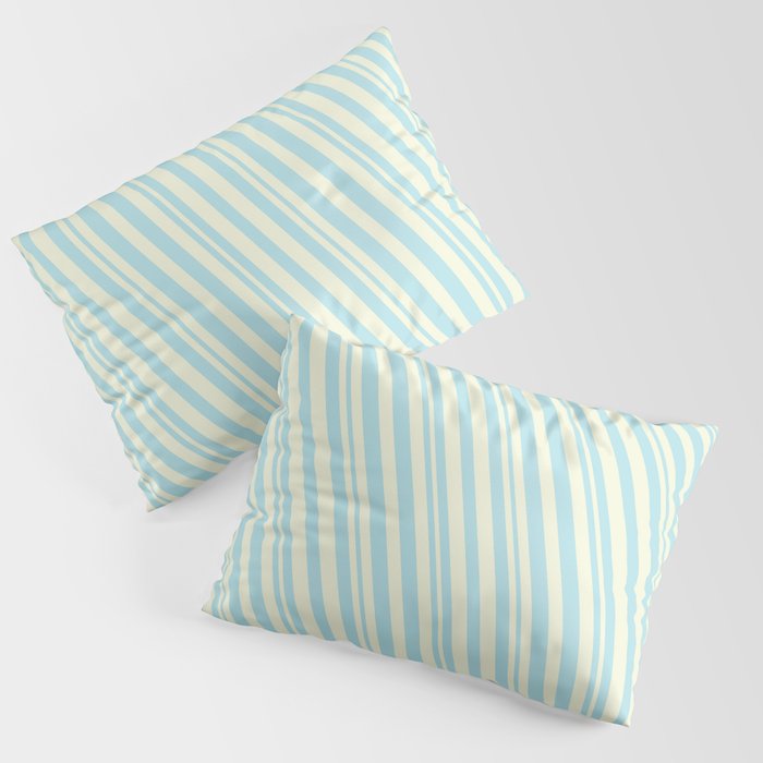 Beige & Powder Blue Colored Lined/Striped Pattern Pillow Sham