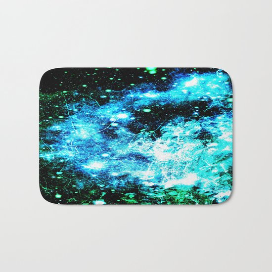 Chaotic Space : gaLAxy Turquoise Aqua Gray Bath Mat