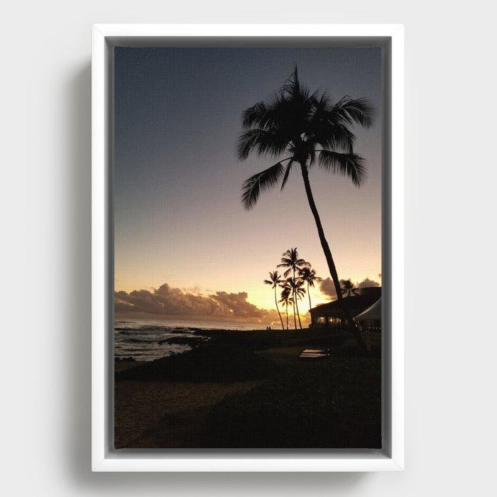 Sunset at Poipu Beach Framed Canvas