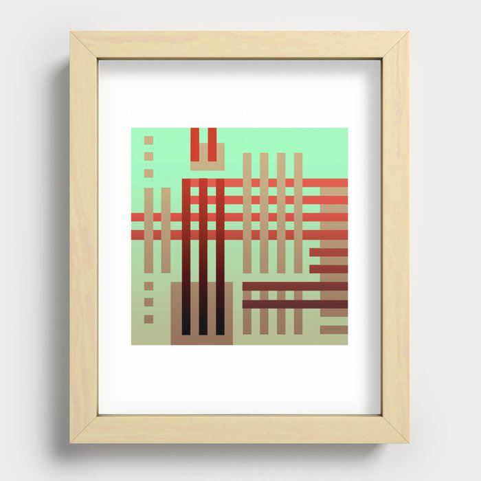 Modern Moroccan Tribal Green Recessed Framed Print