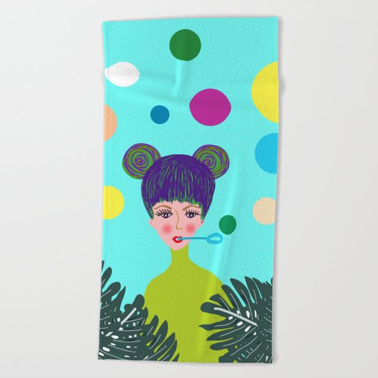 Playful girl Beach Towel
