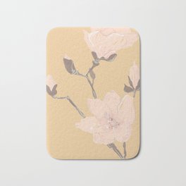 Magnolia flower Japanese minimalism style artwork in retro colors Bath Mat