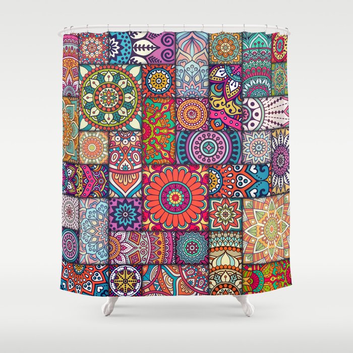 Boho Patchwork Quilt Pattern 2 Shower Curtain By Robin Curtiss Society6 Boho Patchwork Quilt Pattern 2 Shower, Quilt Shower Curtain Pattern