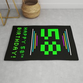 [ Thumbnail: 58th Birthday - Nerdy Geeky Pixelated 8-Bit Computing Graphics Inspired Look Rug ]