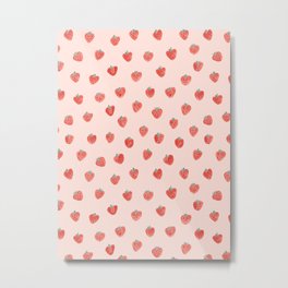 Strawberries on Pink Metal Print | Digitalpaint, Painting, Spring, Fruit, Digital, Mixedmedia, Lovely, Patterned, Cute, Sweet 